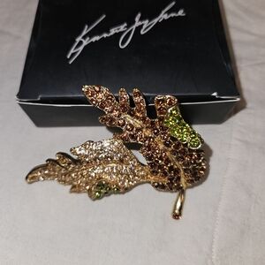 Kenneth JAY Lane Elegant Gold and Green Nature Leaf Brooch
